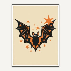 angular bat illustration on vintage cream field