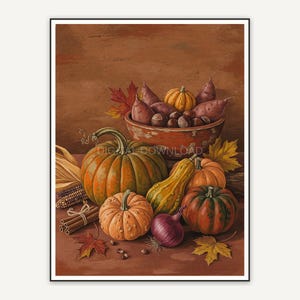 earthy pumpkin artwork for autumn kitchens