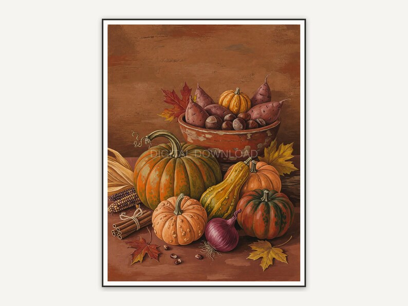 earthy pumpkin artwork for autumn kitchens