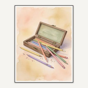 watercolor pencil box print