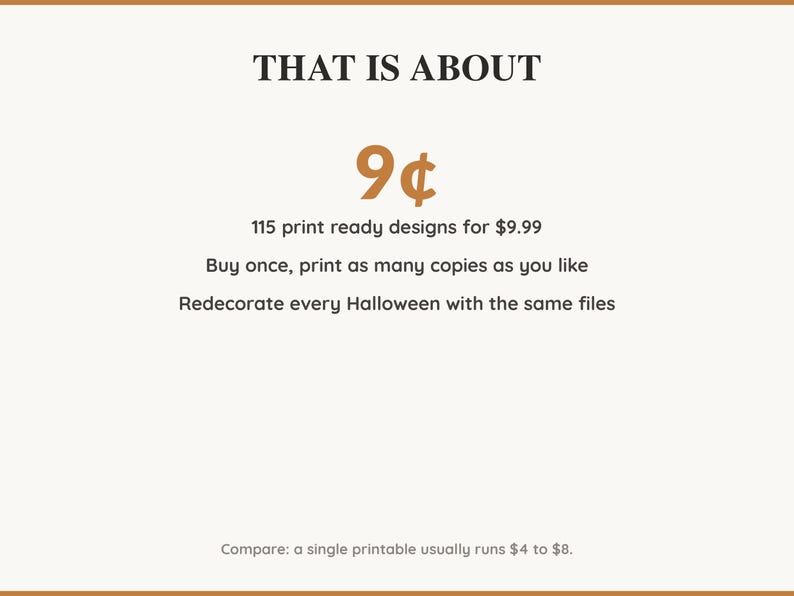 Value card: 115 Halloween printable designs works out at a few cents per print