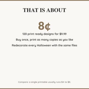 Value card: 120 Halloween printable designs works out at a few cents per print