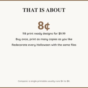 Value card: 118 Halloween printable designs works out at a few cents per print