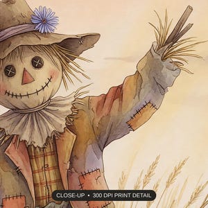 Close-up print detail of the whimsical autumn farm art artwork at 300 DPI