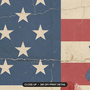 Close-up print detail of the vintage americana artwork at 300 DPI