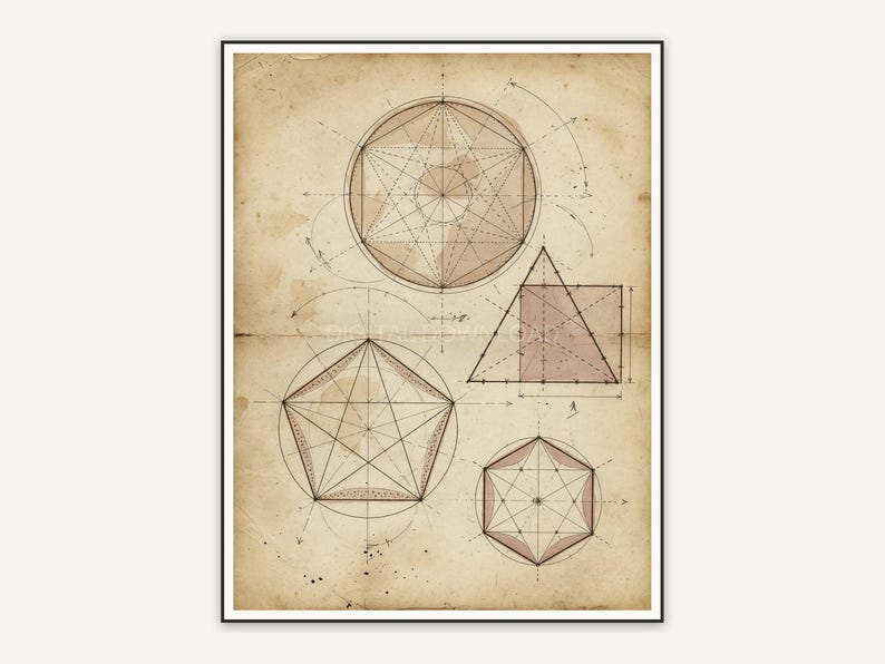 Vintage geometry diagram print
