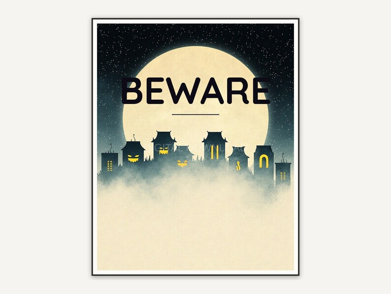 Halloween printable wall art design from the 120 print bundle shown framed