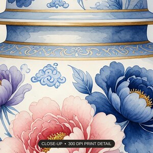 Close-up print detail of the chinoiserie wall art artwork at 300 DPI