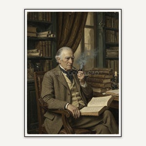 Elderly scholar with pipe portrait