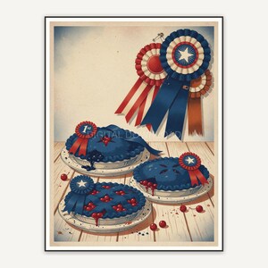 Prize ribbon display with pies