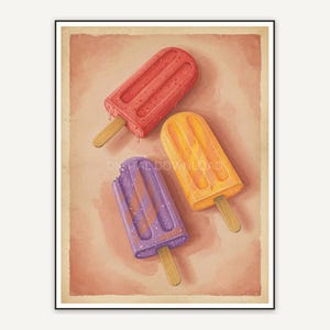 Faded vintage popsicle trio print in warm earth tones