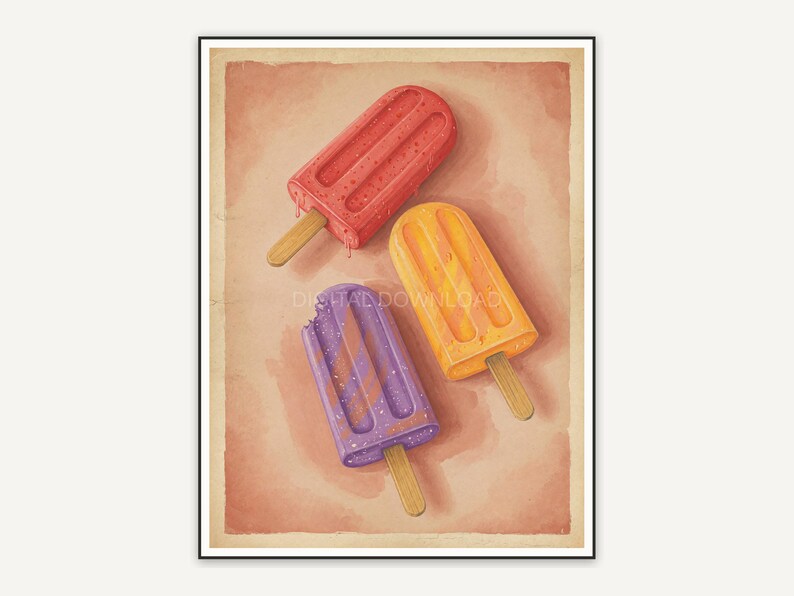 Faded vintage popsicle trio print in warm earth tones
