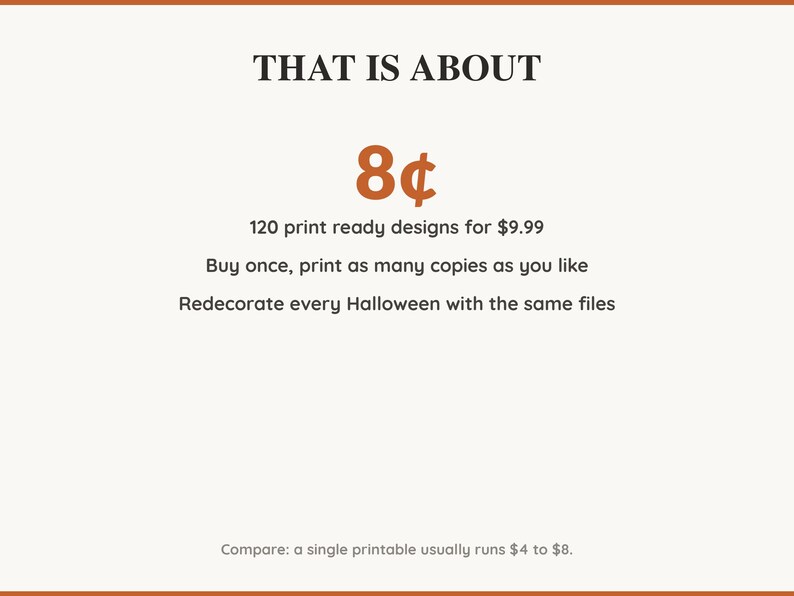 Value card: 120 Halloween printable designs works out at a few cents per print