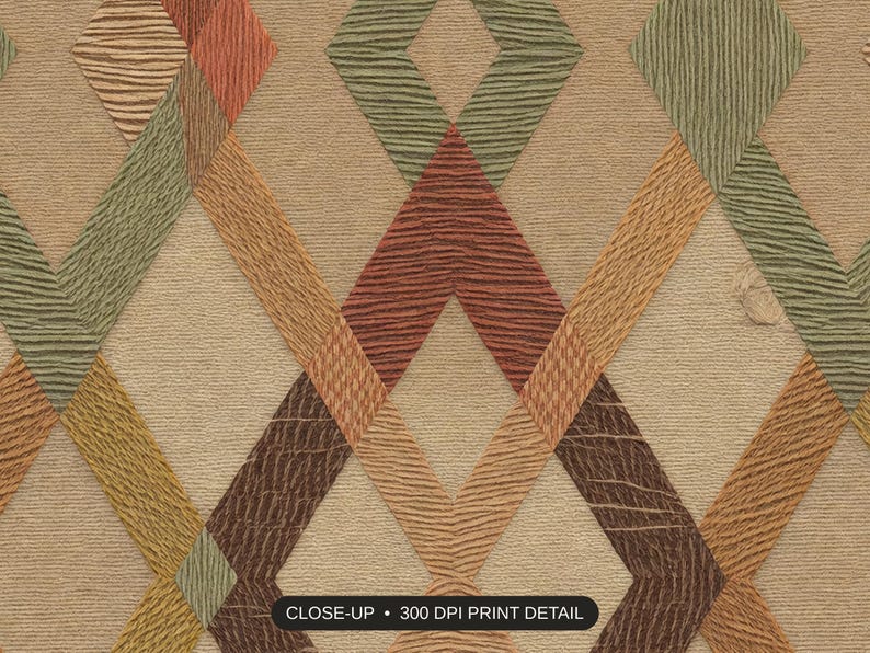 Close-up print detail of the geometric textile weaves artwork at 300 DPI