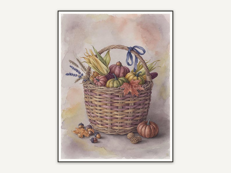 Woven harvest basket print