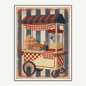 Hot dog and popcorn cart scene
