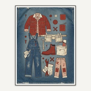 brick red tool belt print