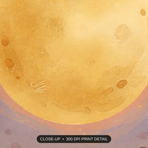 Close-up print detail of the harvest moon celestial art artwork at 300 DPI