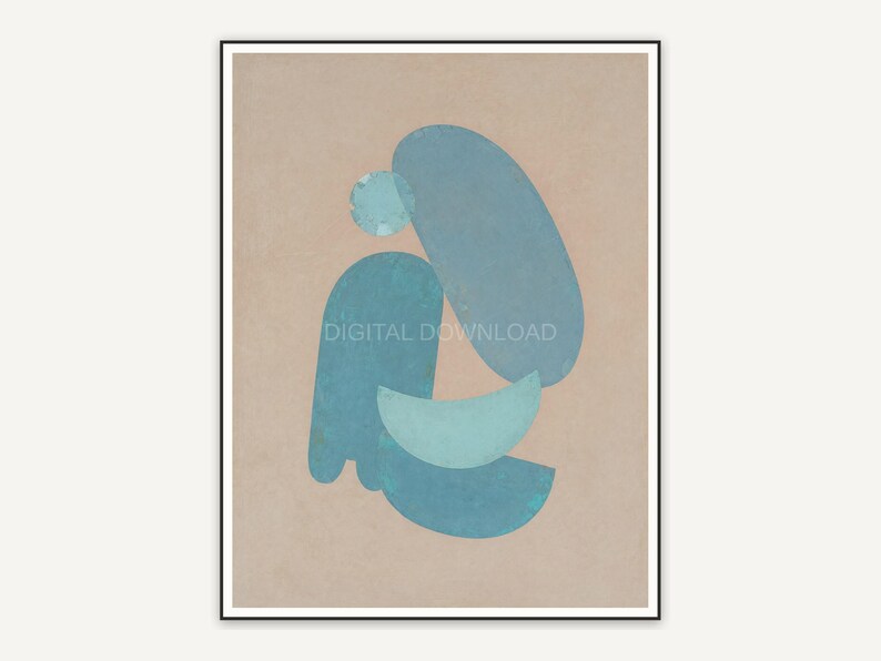 Patina blue abstract shape seven