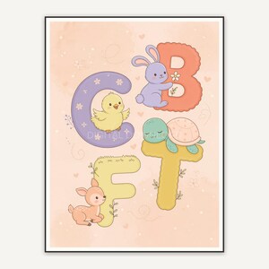 Baby giraffe with letter G in pastel tones