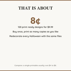 Value card: 120 Halloween printable designs works out at a few cents per print