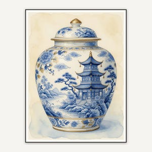Pagoda scene on porcelain