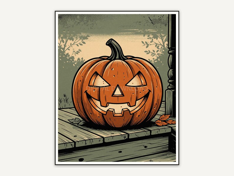 Halloween printable wall art design from the 120 print bundle shown framed