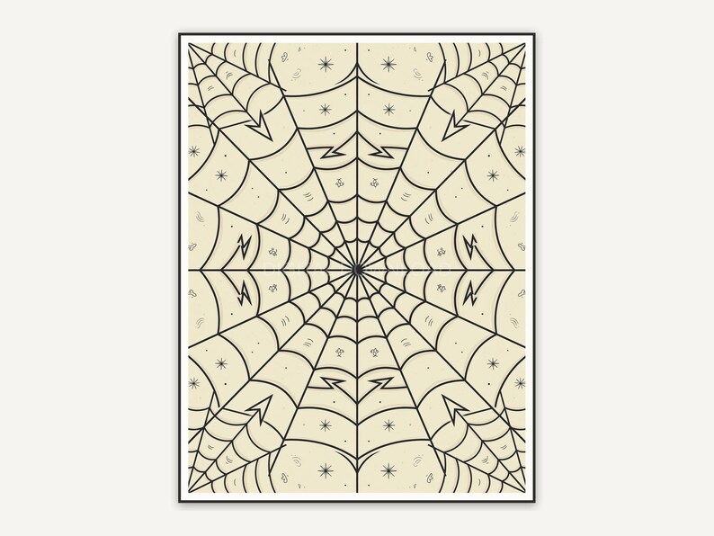 spider web with 1950s geometric pattern on cream