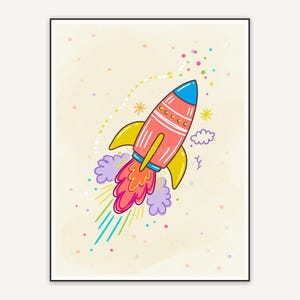 Rocket icon print on cream