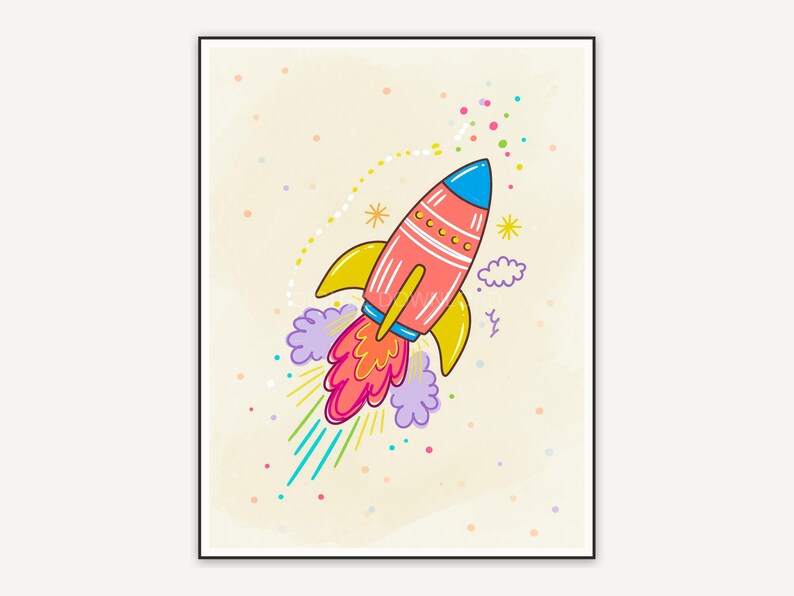Rocket icon print on cream