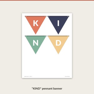 Pennant banner spelling KIND