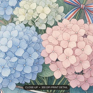 Close-up print detail of the floral americana artwork at 300 DPI
