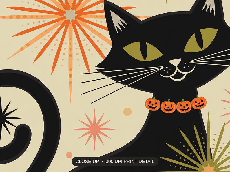 Close-up print detail of the halloween decor and spooky season wall art artwork at 300 DPI