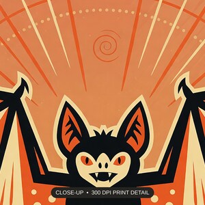 Close-up print detail of the halloween decor and spooky season wall art artwork at 300 DPI