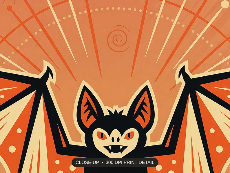 Close-up print detail of the halloween decor and spooky season wall art artwork at 300 DPI