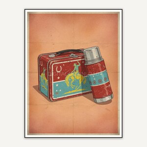 vintage metal lunchbox with thermos