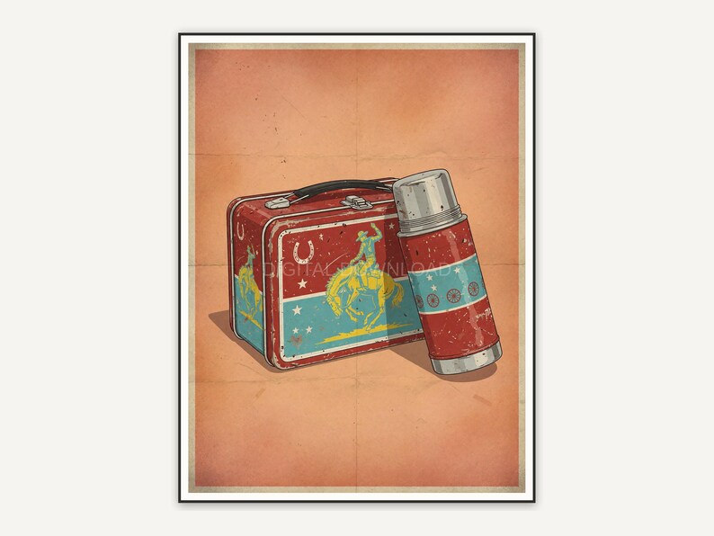 vintage metal lunchbox with thermos