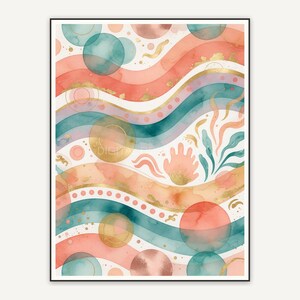 Fifth boho rainbow stripe print in coral teal and gold