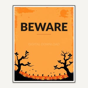 Halloween printable wall art design from the 120 print bundle shown framed