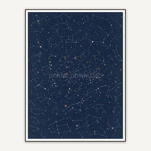 Gold foil star map print