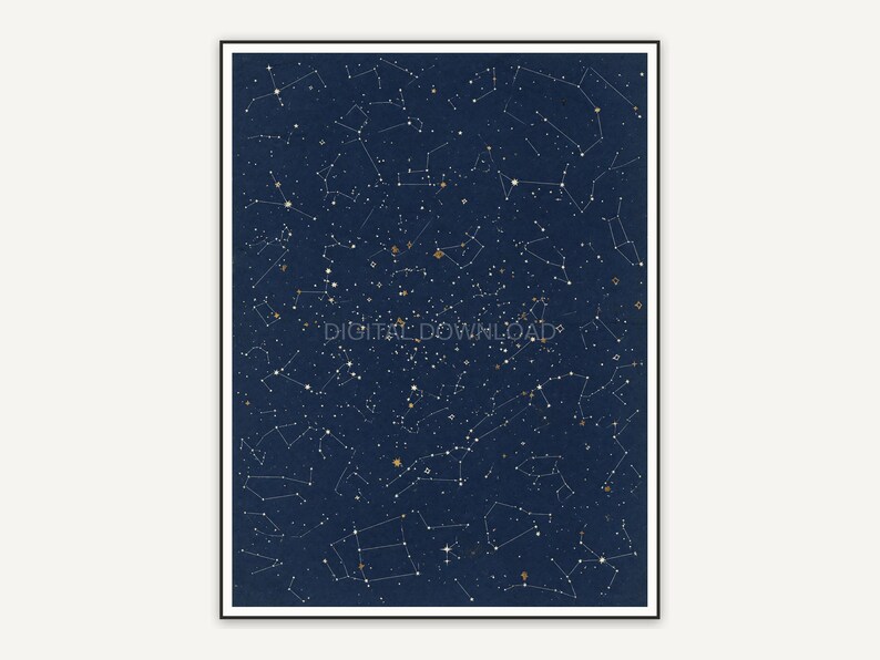 Gold foil star map print