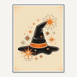 Atomic witch hat flat art print