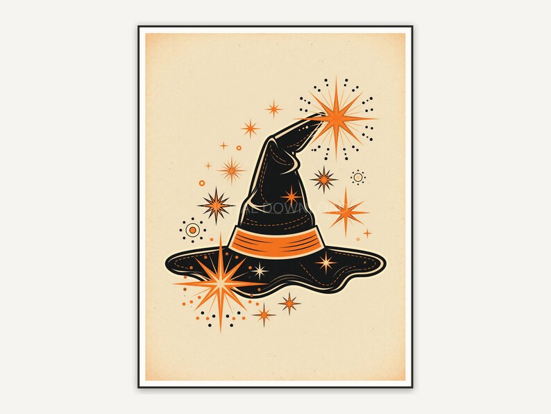 Atomic witch hat flat art print