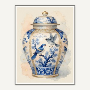 Songbird and branch ginger jar