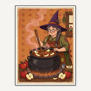 kindly witch with cauldron