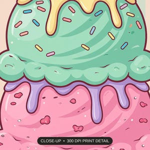 Close-up print detail of the vintage americana dessert illustrations artwork at 300 DPI