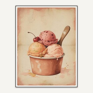Faded vintage gelato cup print in retro style