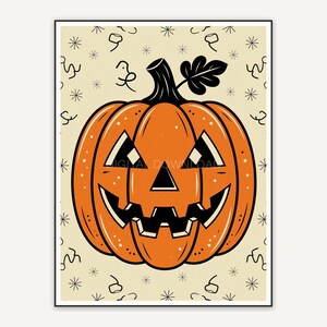 Retro mid-century pumpkin print in orange and black