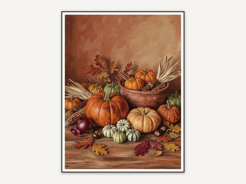 warm autumn produce painting with earthy tones