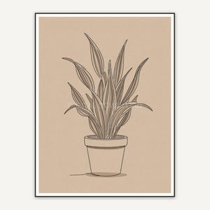 Elegant single line snake plant illustration